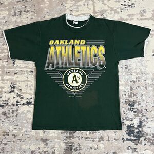 Vintage Oakland Athletics Logo 7 Big Logo T Shirt 90s Double Sleeve Retro Sz S/M